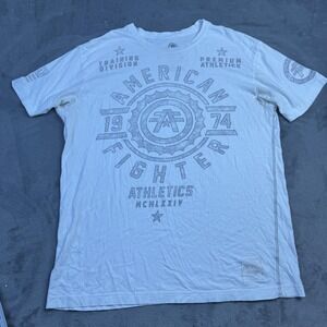 American Fighter Shirt Mens XL White 1974 Athletics Training Division Buckle Tee